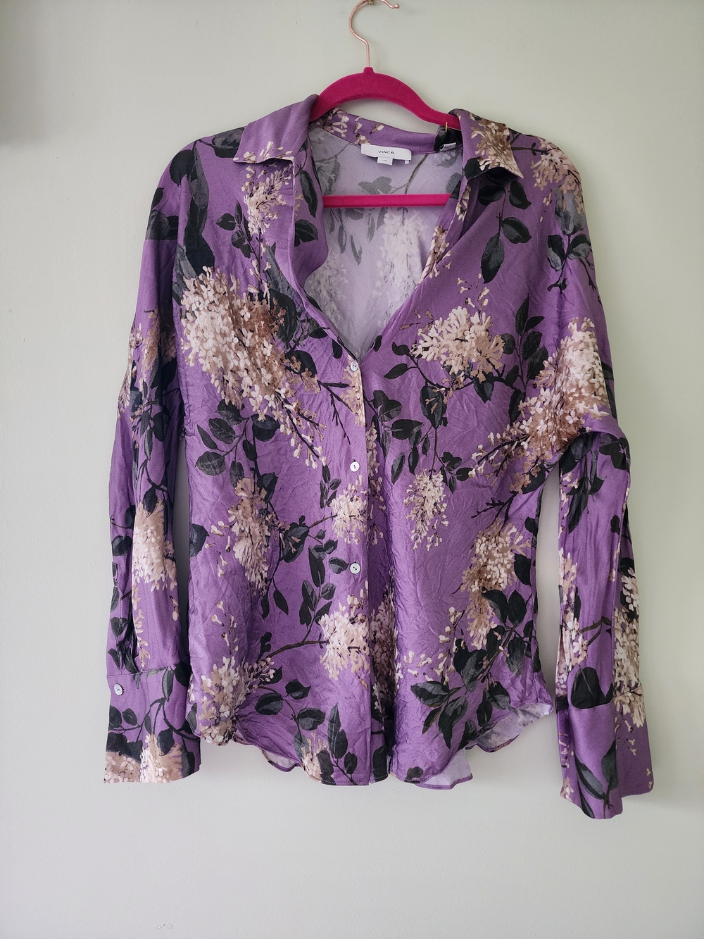 Vince Lavender Purple Floral Button-Down Shirt